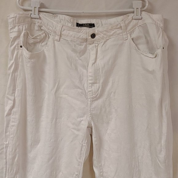 Lucky & Blessed L&B Womens 24 White Distressed Straight Leg Stretch Jeans 44x32 - Picture 2 of 11